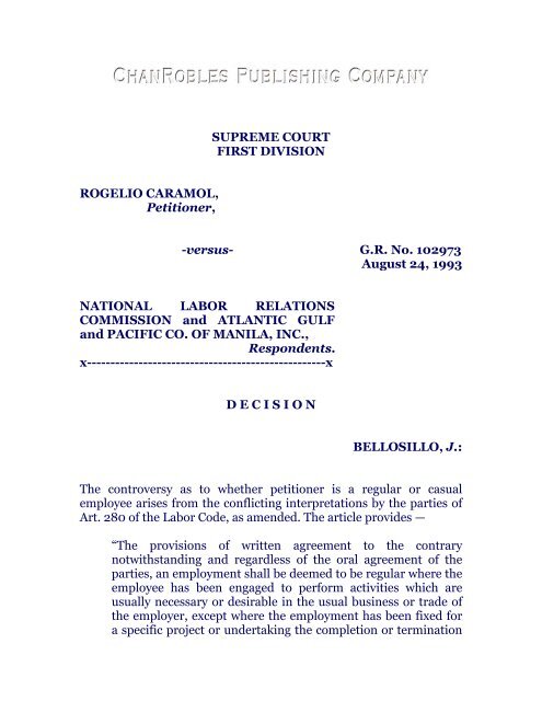 Caramol vs. NLRC, 225 SCRA 582 - Chan Robles and Associates ...