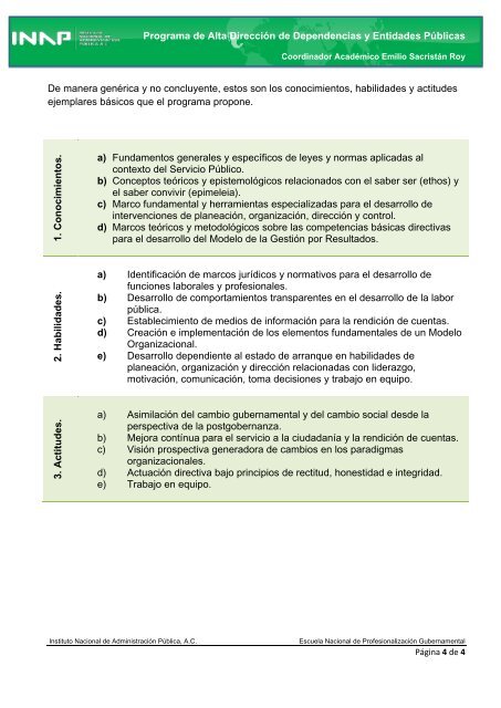 Programa de Alta Dirección de Dependencias y Entidades ... - Inap