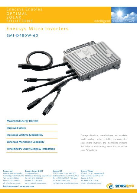 Enecsys SMI-D480W-60-UK Data Sheet - Power Solutions