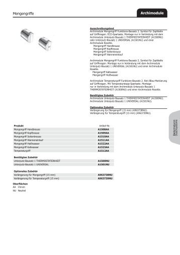 Archimodule Mengengriffe - Ideal Standard