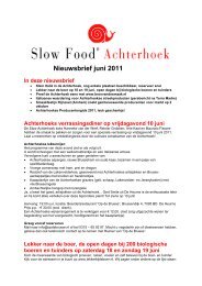 Nieuwsbrief juni 2011 - Slow Food Nederland