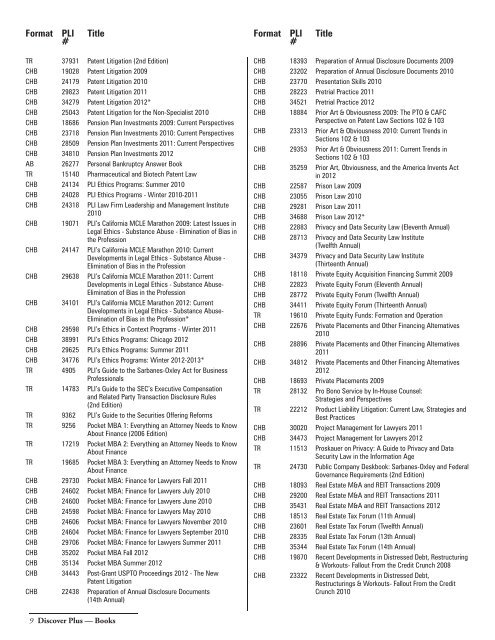 Coverage List - Practising Law Institute