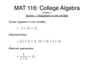 MAT 116: College Algebra