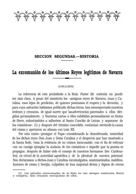 la excomunión de los últimos reyes legítimos de navarra