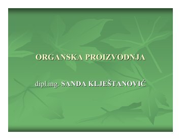 ORGANSKA PROIZVODNJA - savetodavstvo