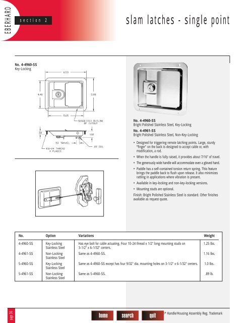 Section 2 - slam latches - single point - Tu-val