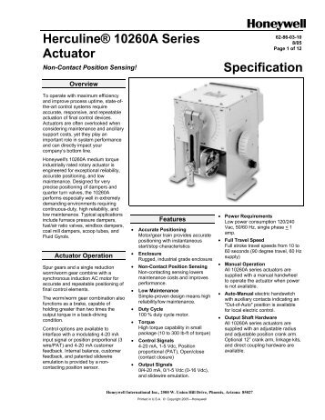 HerculineÂ® 10260A Series Actuator Specification - Industrial Controls