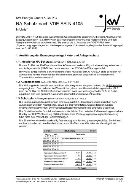 NA-S Schutz z nach VDE-A AR-N 4105 - KW Energie