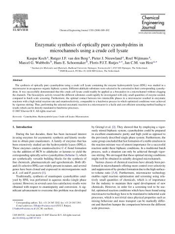 Enzymatic synthesis of optically pure cyanohydrins ... - ResearchGate