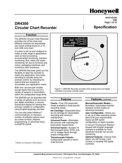Honeywell Truline Chart Recorder Manual