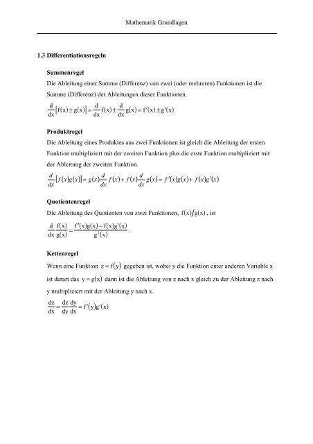 1. Ableitung von Funktionen mit einer VerÃƒÂ¤nderlichen