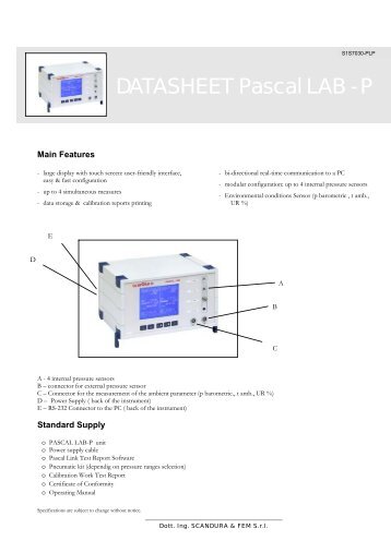 DATASHEET Pascal LAB - P - Merkantile