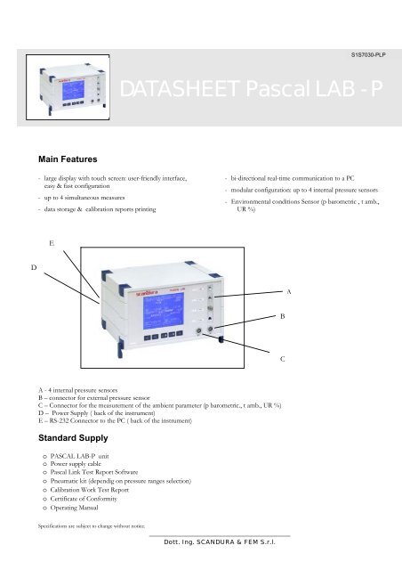 DATASHEET Pascal LAB - P - Merkantile