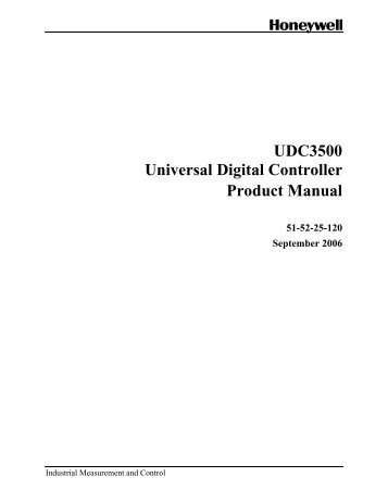 UDC3500 Universal Digital Controller Product Manual - Merkantile