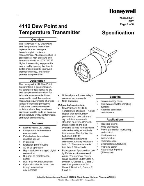 4112 Dew Point and Temperature Transmitter ... - Merkantile