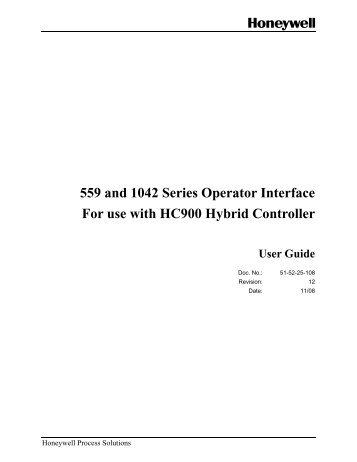 559 and 1042 Series User Manual 51-52-25-108 - Honeywell ...