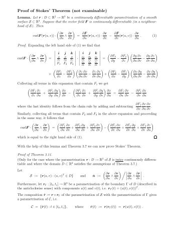 Proof of Stokes' Theorem (not examinable)