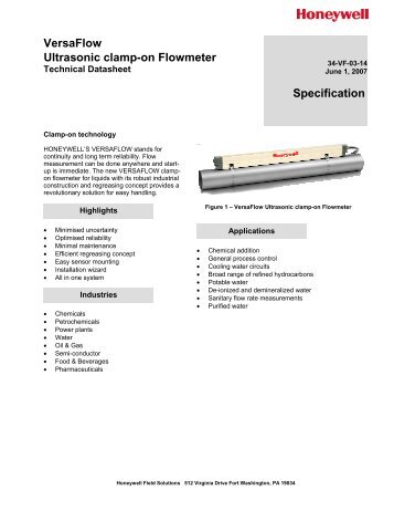 VersaFlow Ultrasonic clamp-on Flowmeter - Honeywell