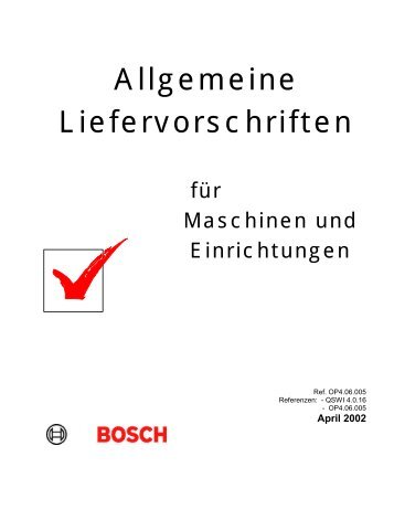 Allgemeine Liefervorschriften - Bosch