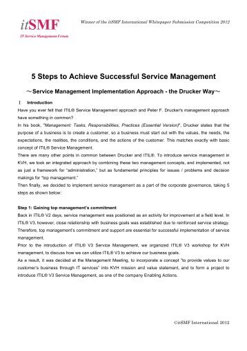 5 Steps to Achieve Successful Service Management - itSMF ...