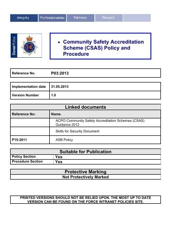 P03-2013 Community Safety Accreditation Scheme - Dorset Police