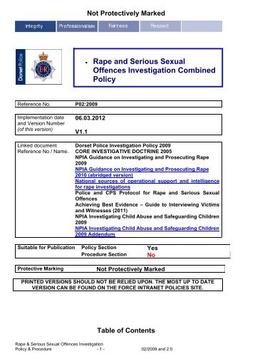 Rape and Serious Sexual Offences Investigation Policy - Dorset Police