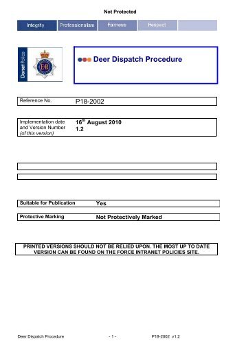 P18-2002 Deer Despatch Procedure - Dorset Police