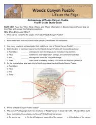 Archaeology at Woods Canyon Pueblo Fourth Grade Study Guide