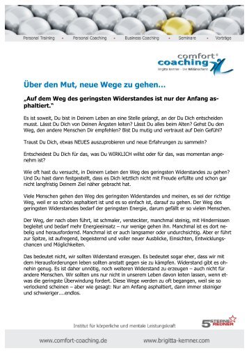 mutig sein - Comfort Coaching