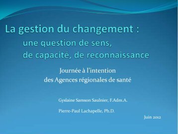 La gestion du changement : une question de sens, de ... - Fregif