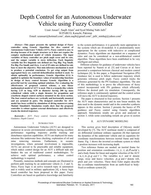 Depth Control for an Autonomous Underwater Vehicle using ... - Ibcast