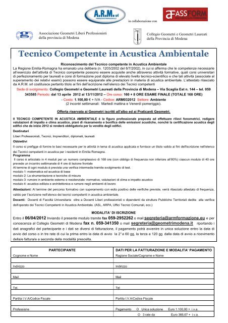 Tecnico Competente in Acustica Ambientale - Collegio dei geometri ...