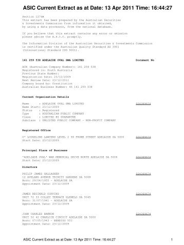 SMA Director Records from ASIC 120411