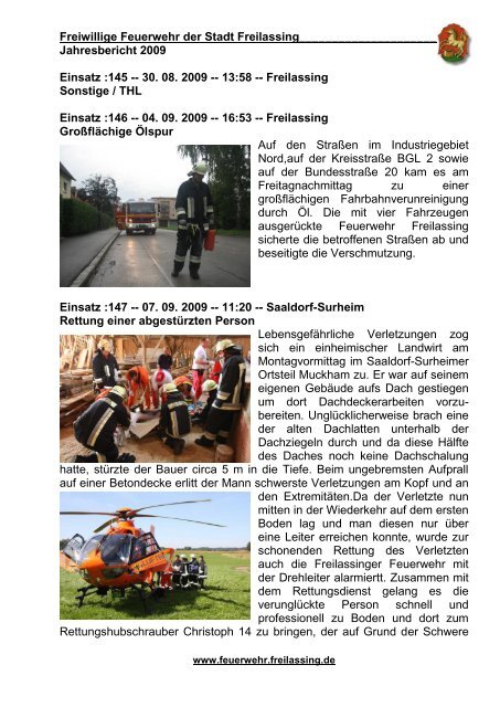 Jahresbericht der Freiwilligen Feuerwehr Freilassing 2009