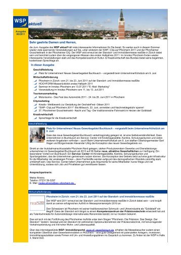 WSP aktuell, Ausgabe Juni 2011 - Wirtschaft und Stadtmarketing ...