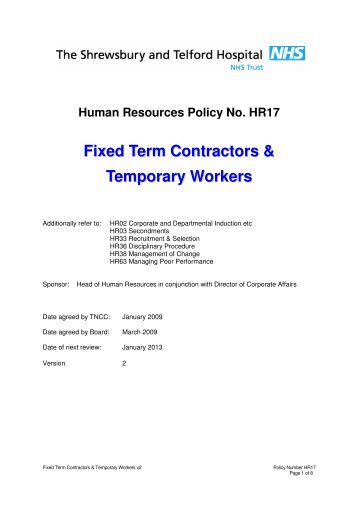 HR17 Fixed Term Contractors & Temporary Workers