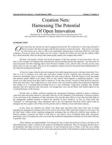 Creation Nets: Harnessing The Potential Of ... - John Seely Brown