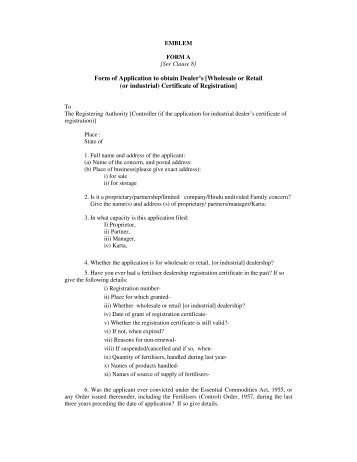 Form of Application to obtain Dealer's [Wholesale or ... - AP Online