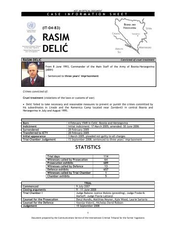 Case Information Sheet - ICTY