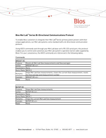 Bios Met LabÂ® Series Bi-Directional Communications ... - Mesa Labs