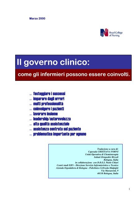 Il governo clinico: - Evidence Based Nursing