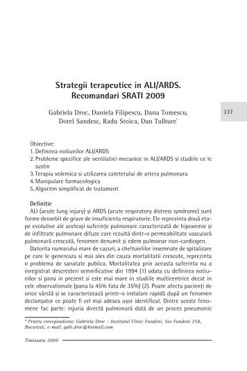 Strategii terapeutice in ALI/ARDS. Recomandari SRATI 2009