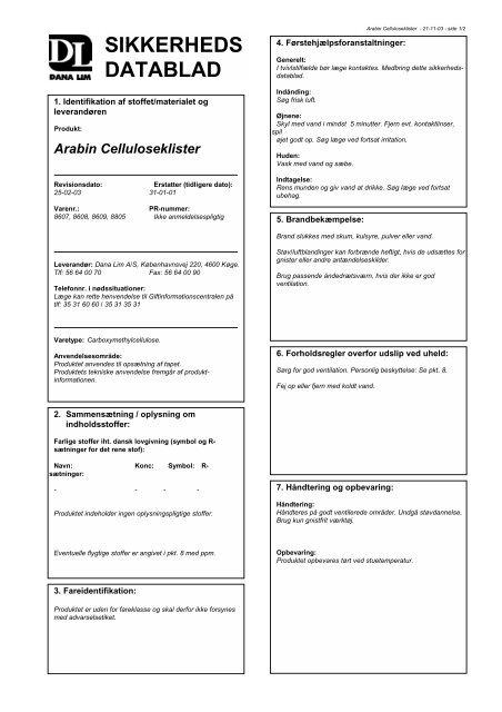 Arabincelluloseklister - Nordform