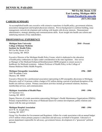 view Mr. Paradis' resume - Institute for Health Care Studies (IHCS ...