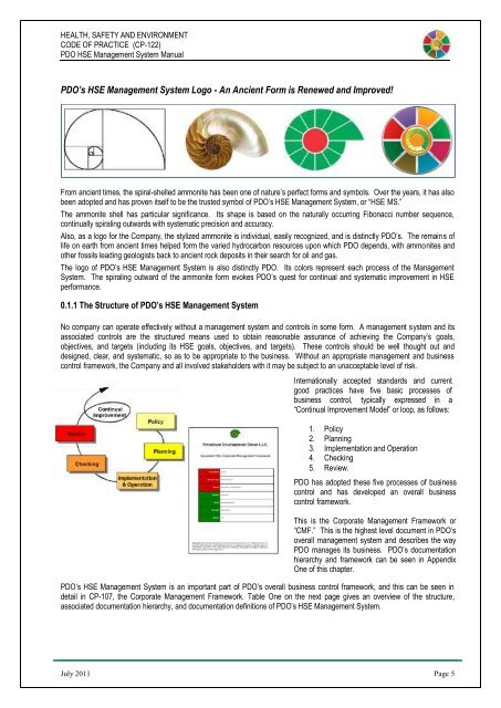 CP-122 HSE Code of Practice - PDO