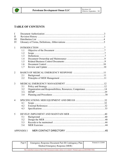 PDO MER procedure PR 1243