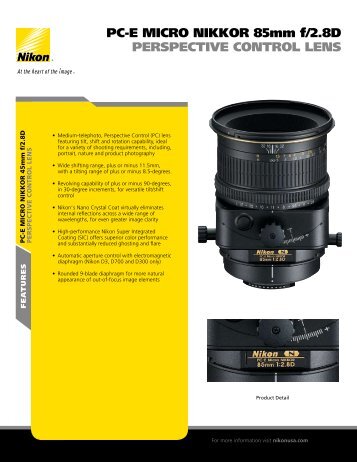 PC-E MICRO NIKKOR 85mm f/2.8D Sell Sheet