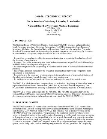 2011-2012 NAVLE Technical Report - National Board of Veterinary ...