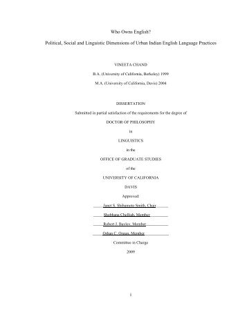 i Who Owns English? Political, Social and Linguistic Dimensions of ...