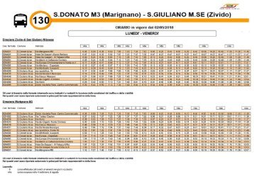 Linea 130 - Orari - Comune di San Giuliano Milanese